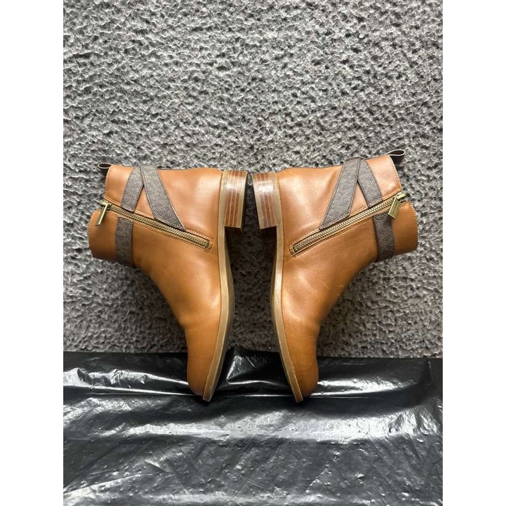 Michael Kors Farrah Flat Leather Zip Up Ankle Booties Brown Womens Size 7M‎ US - Picture 6 of 13